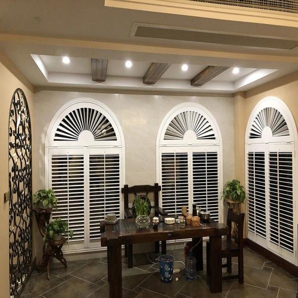 plantation shutters for arched window