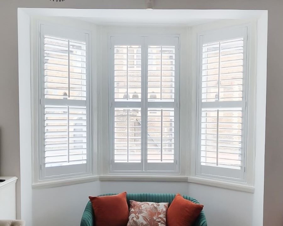 Plantation Shutters for A Bay Window