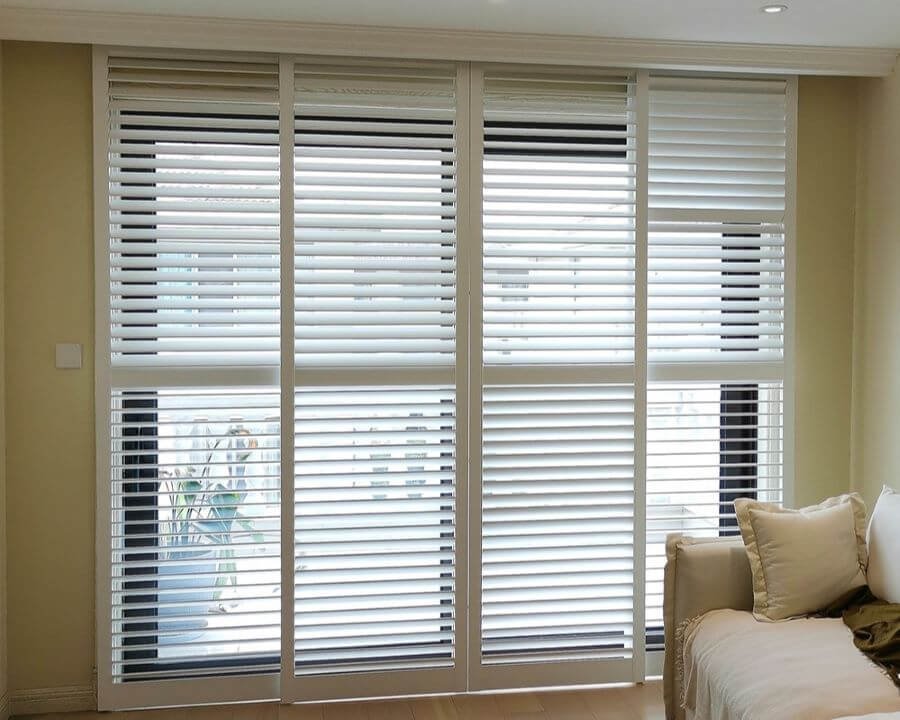 Bypass Plantation Shutters for Sliding Glass Doors