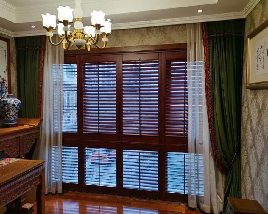 plantation shutters with curtains