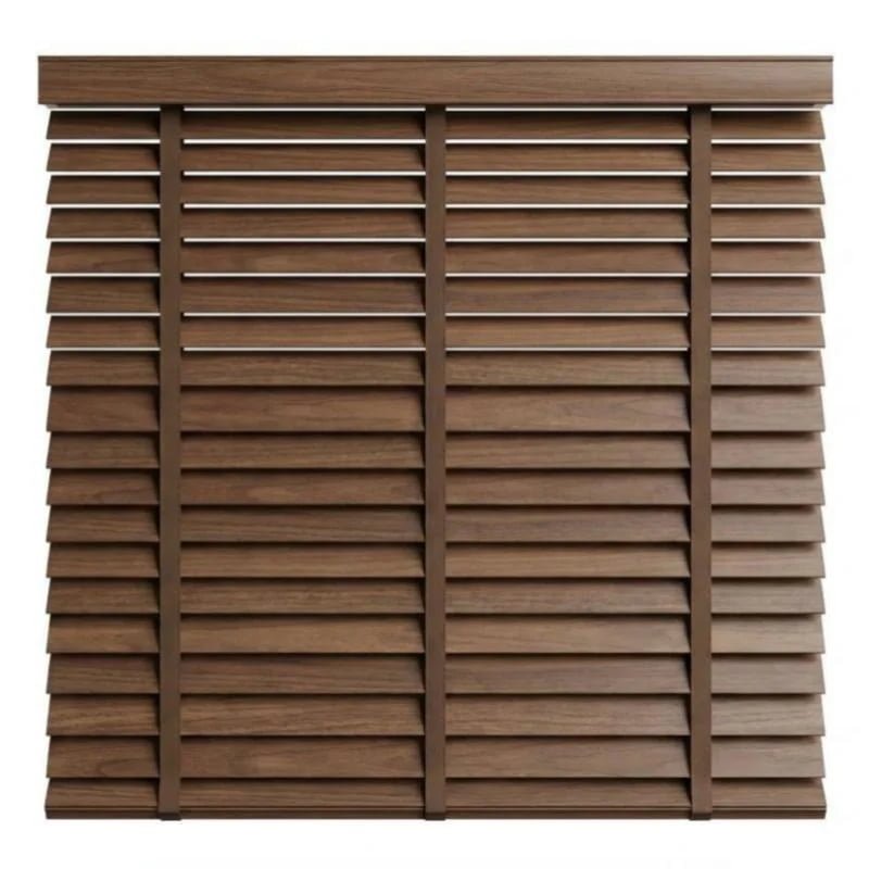 Cordless venetian blind showing clean bottom rail with no visible cord hardware