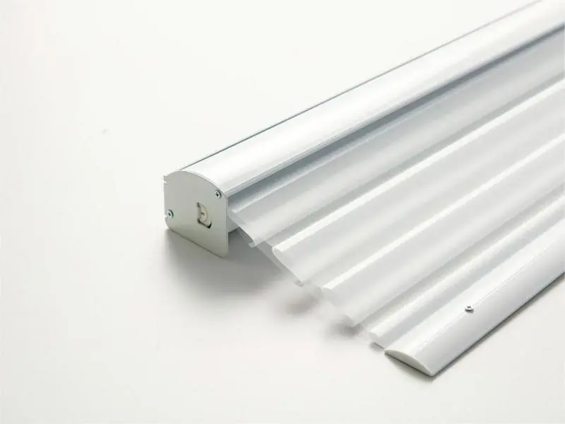 Shangri-La shade with soft fabric vanes between sheer panels