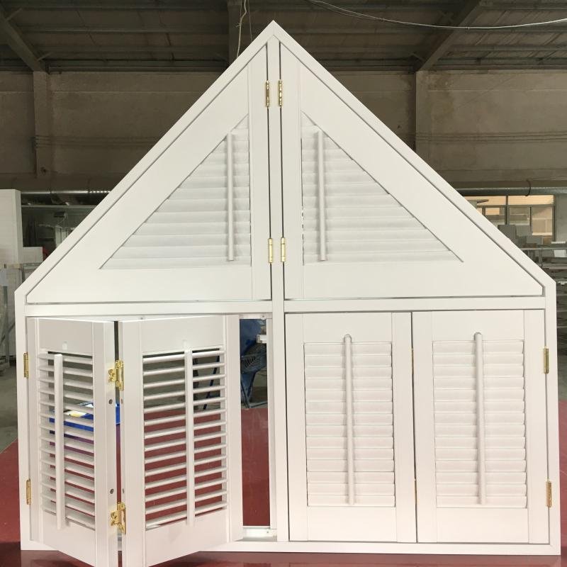 Triangular gable-end plantation shutters in aluminum 6063-T5 -- plantation shutters wholesale