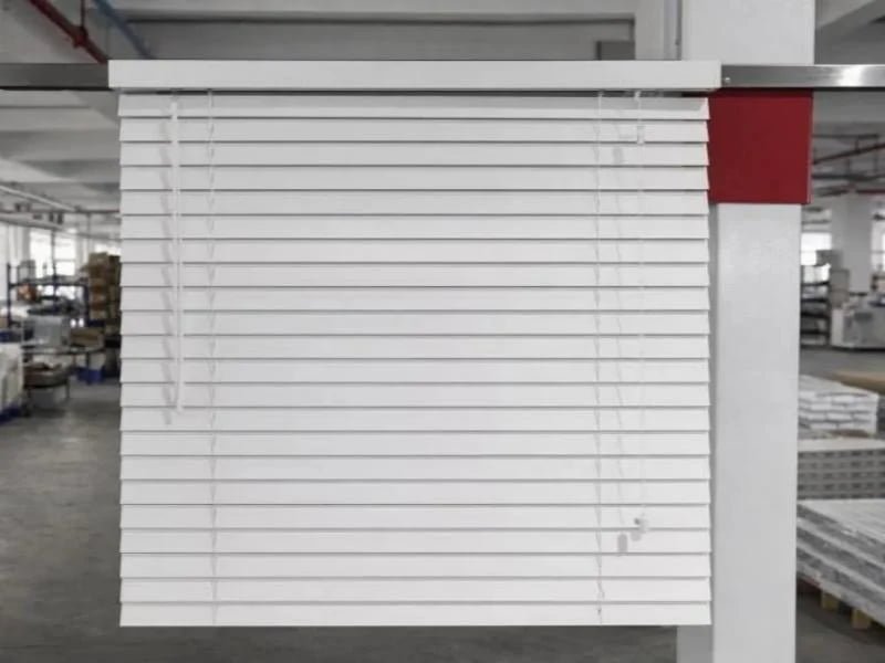 25mm timber venetian blinds with light filtering through slats