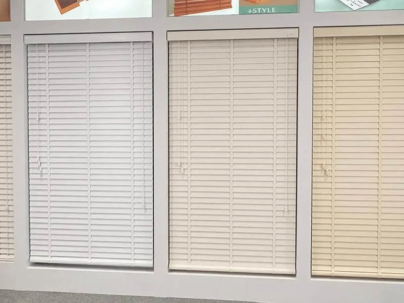 White PVC venetian blinds in a contemporary interior