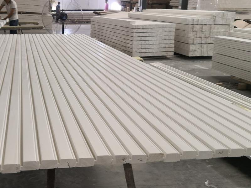CNC machined basswood louvres in production batch -- wood shutter components for manufacturer supply
