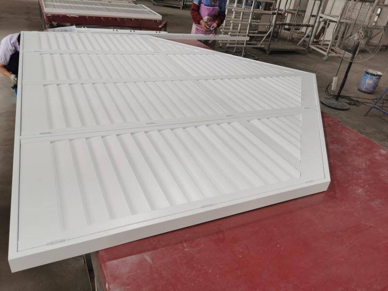 Custom-branded window shutter packaging on a production line